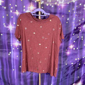 Maurices - Pumpkin Embossed Short Sleeve Tee - Maroon - 1x - NWT